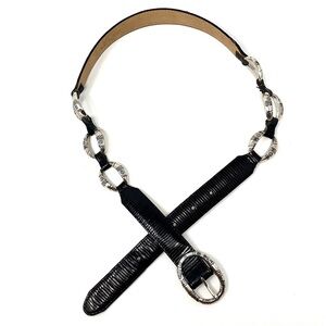 Brighton vintage black leather belt with silver tone hardware - size 30